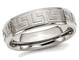Men's Greek Key 6mm Titanium Satin-Polished Wedding Band Ring